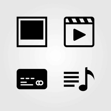 Düğmeleri Icons set vektör. müzik, fotoğraf ve film oyuncu