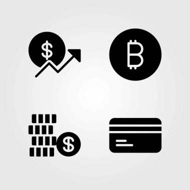 Banka vektör simgeler kümesi. dolar, para ve kredi kartı