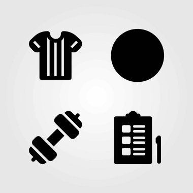 Fitness vektör simgeler kümesi. Denetim listesi, topun ve gömlek