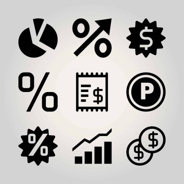 Teknoloji vektör Icon set. Fatura, grafik, dolar ve persentage