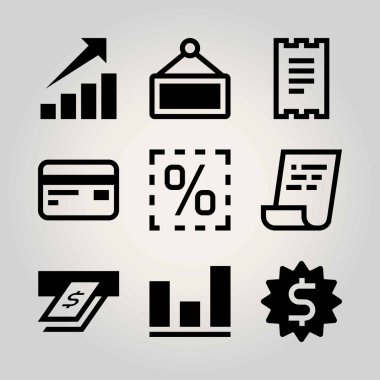 Teknoloji vektör Icon set. ATM, işareti, nakit ve yüzde