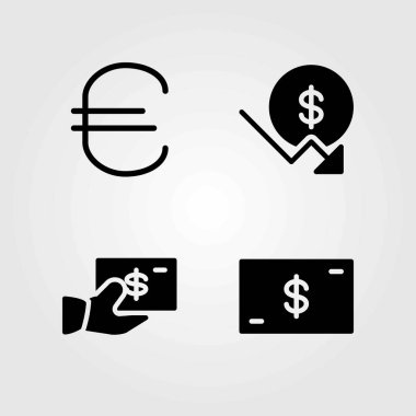 İşareti Icons set vektör. Euro, para ve Doları