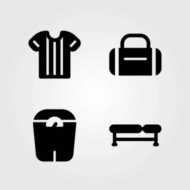 Fitness vektör simgeler kümesi. Mustafa, tezgah ve gömlek