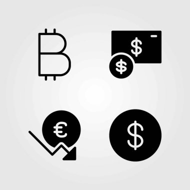İşareti Icons set vektör. bozuk para, euro ve dolar
