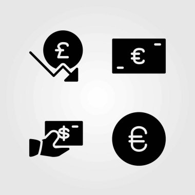İşareti Icons set vektör. Euro, dolar ve pound sterling