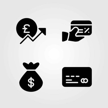 Para vektör simgeler kümesi. Sterlini, para çanta ve çanta