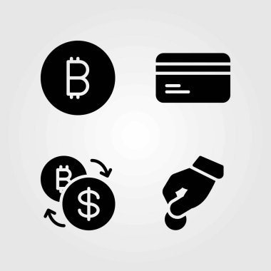 Banka vektör simgeler kümesi. Bağış, kredi kartı ve para