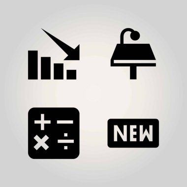 Teknoloji vektör Icon set. ok, hesap makinesi, kaybı ve işareti