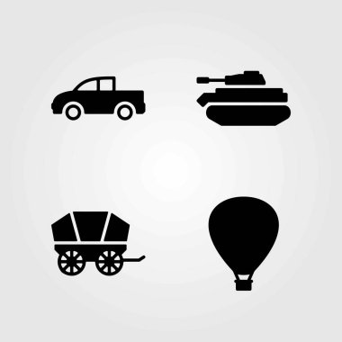 Taşıma vektör simgeler kümesi. vagon, pikap ve kamyonet