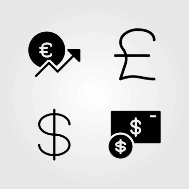 İşareti Icons set vektör. Sterlini, dolar ve euro