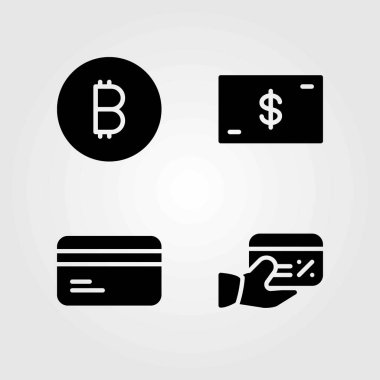 Banka vektör simgeler kümesi. dolar, para ve para