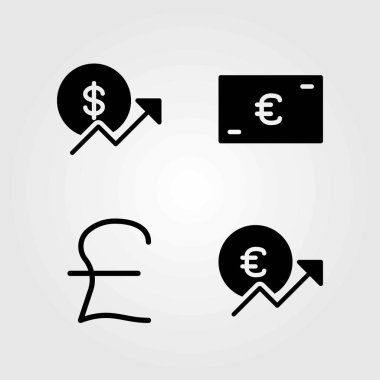 İşareti Icons set vektör. bozuk para, euro ve pound sterling