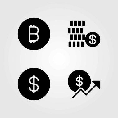 İşareti Icons set vektör. Doları para, dolar ve para