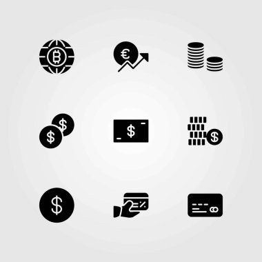 Para vektör simgeler kümesi. Doları para, euro ve para