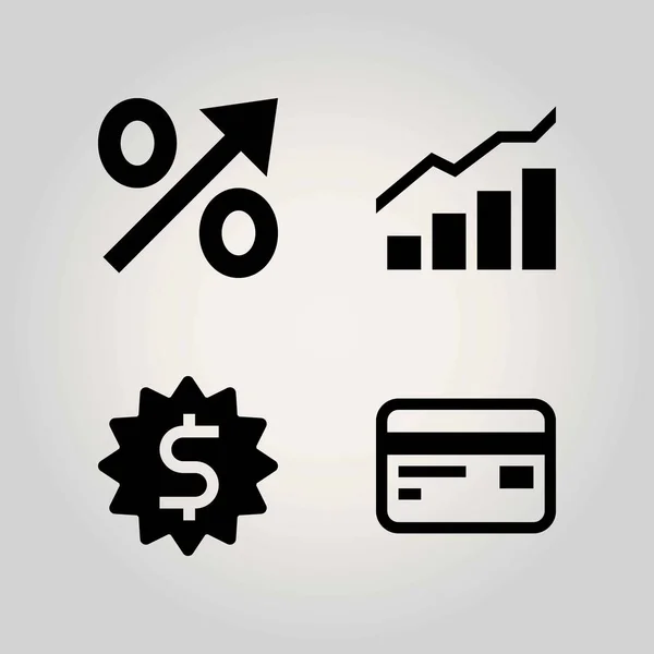 Teknoloji vektör Icon set. kredi kartı, analytics, yüzde ve Doları — Stok Vektör