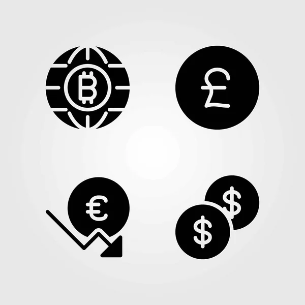 Conjunto de iconos de vector de dinero. moneda, moneda de dólar y euro — Archivo Imágenes Vectoriales