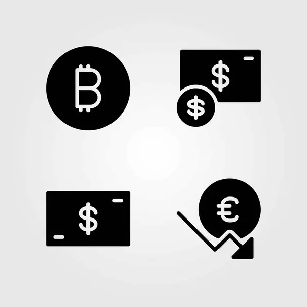 Знак набору векторних піктограм. монета, євро і долар — стоковий вектор