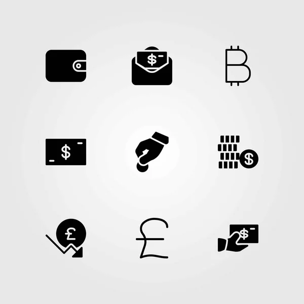 Money vector icons set. donate, money and pound sterling — Stock Vector