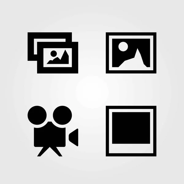 Multimedia vector icons set. photo, picture and video camera — Stock Vector