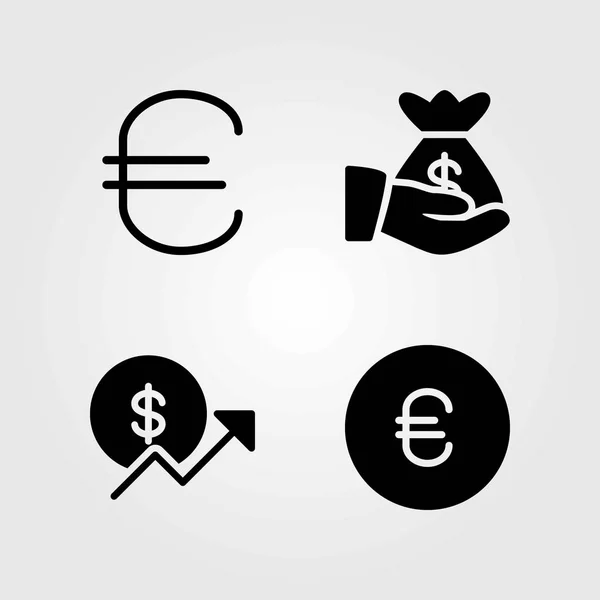 Τράπεζα διάνυσμα εικόνες set. σάκκος με τα χρήματα και κερμάτων ευρώ — Διανυσματικό Αρχείο