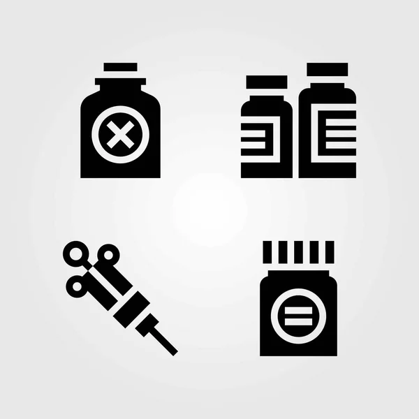 Conjunto de iconos vectoriales médicos. veneno, medicina y pastillas — Vector de stock