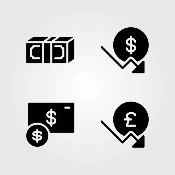 Sign vector icons set. money, dollar and pound sterling — Stock Vector