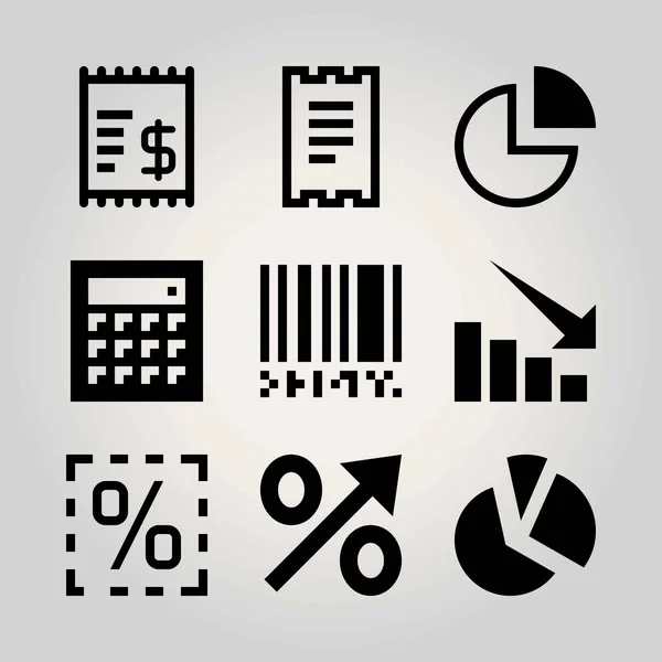 Conjunto de ícones vetoriais tecnológicos. perda, porcentagem, calculadora e gráfico —  Vetores de Stock
