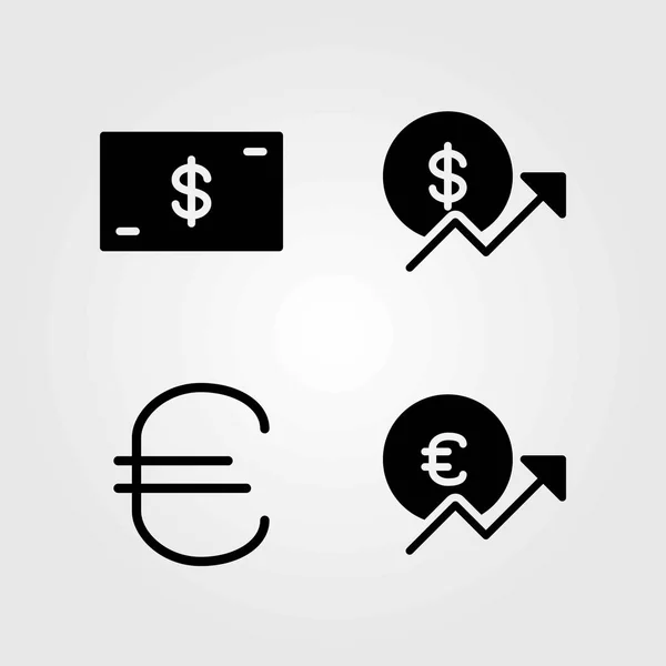 Signer les icônes vectorielles définies. argent, dollar et pièce — Image vectorielle
