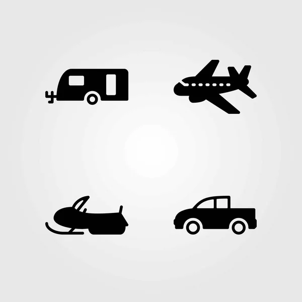 Transport wektor zestaw ikon. Caravan, odbiór i pickupa — Wektor stockowy