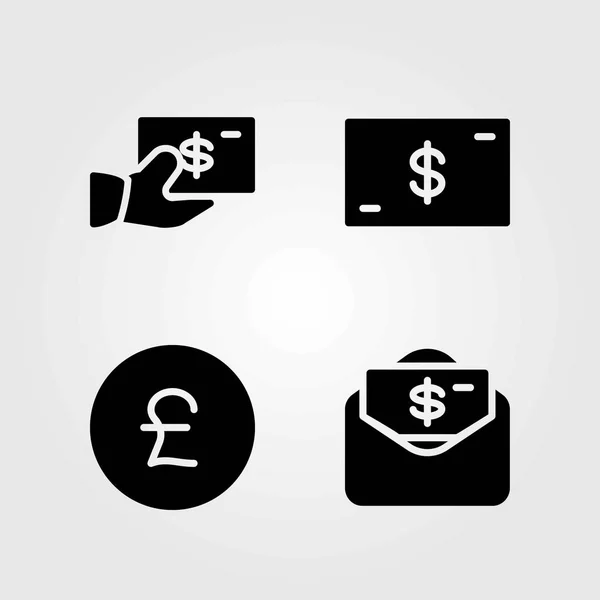 Geld vector icons set. geld, pond en dollar — Stockvector