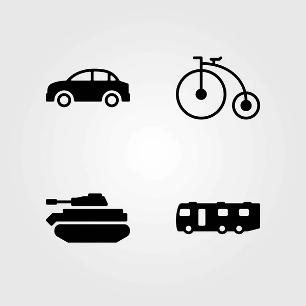 Vector iconen transportset. auto-, caravan- en Fietsverhuur — Stockvector