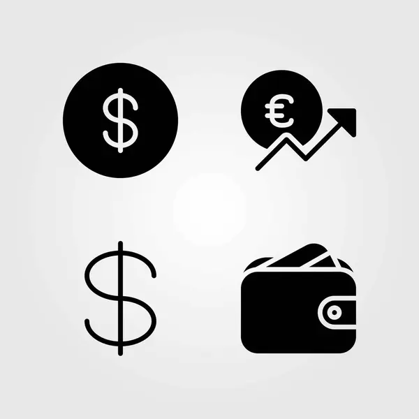 Pengar vektor ikoner set. dollarmyntet, dollar och mynt — Stock vektor