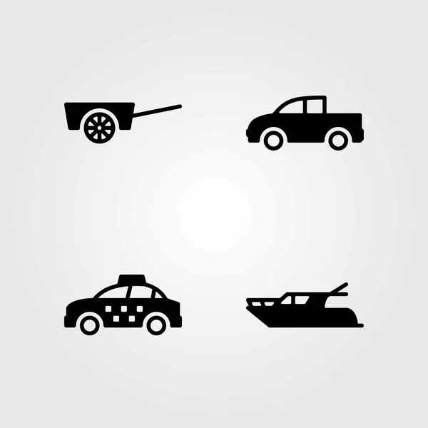 Conjunto de iconos vectoriales de transporte. recogida, carro y camión — Archivo Imágenes Vectoriales