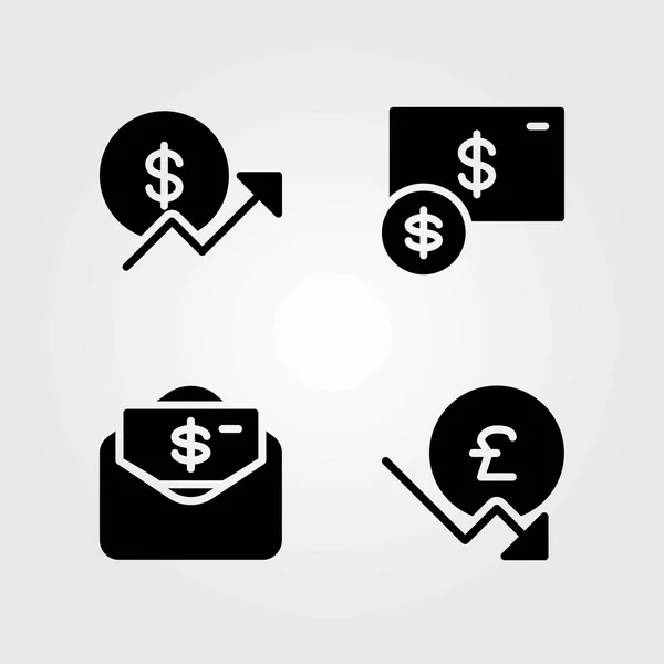 Ensemble d'icônes vectorielles bancaires. pièce, livre sterling et argent — Image vectorielle