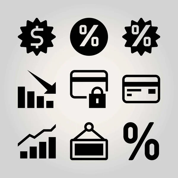 Conjunto de ícones vetoriais tecnológicos. seta, cartão de crédito, sinal e análise —  Vetores de Stock