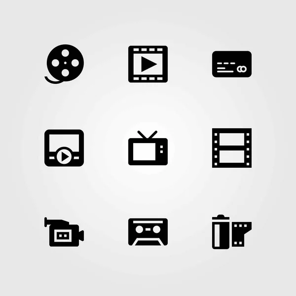 Technology vector icons set. tv, television and film roll