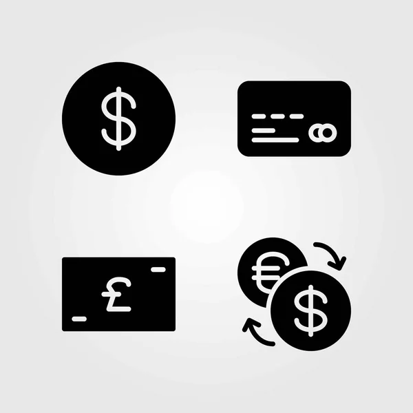 Ensemble d'icônes vectorielles bancaires. dollar, pièce et livre sterling — Image vectorielle