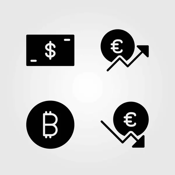 Набор векторных значков знака. доллар, монета и евро — стоковый вектор