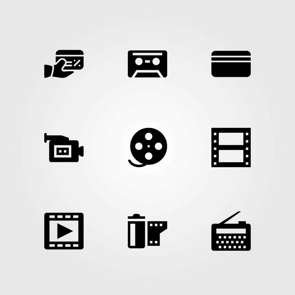 Conjunto de ícones vetoriais de tecnologia. leitor de filmes, rádio e cassete —  Vetores de Stock