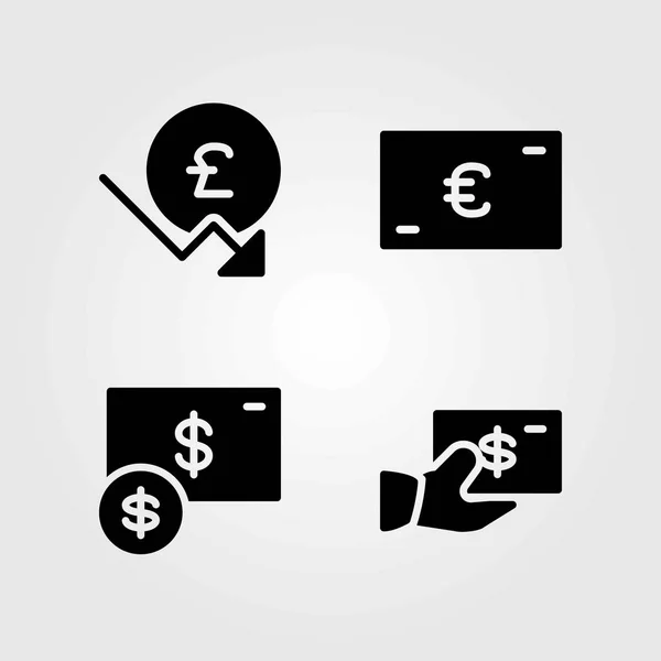 Conjunto de iconos de vector de dinero. dólar, libra esterlina y euro — Archivo Imágenes Vectoriales