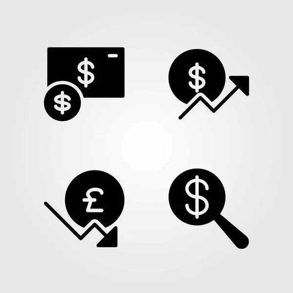 Bank vector icons set. munten, dollar en pond sterling — Stockvector