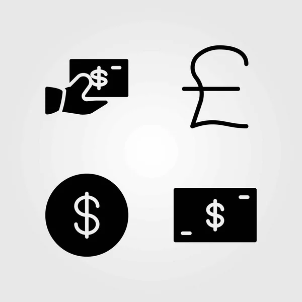 Sign vector icons set. pound sterling, dollar coin and dollar — Stock Vector