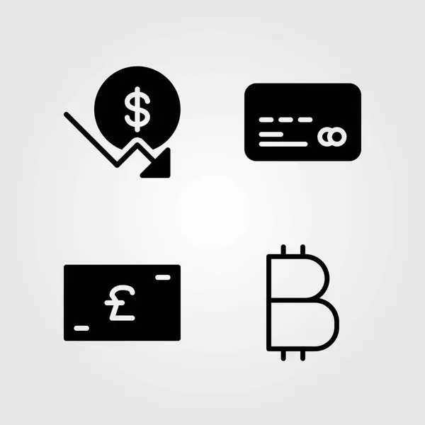 Icônes vectorielles d'argent définies. pièce, dollar et livre sterling — Image vectorielle