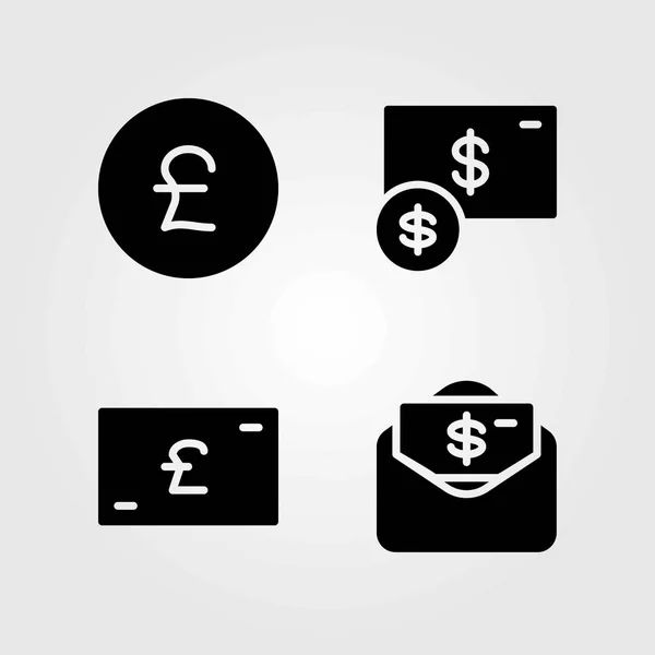 Conjunto de ícones vetoriais de sinais. dinheiro, libra esterlina e dólar —  Vetores de Stock