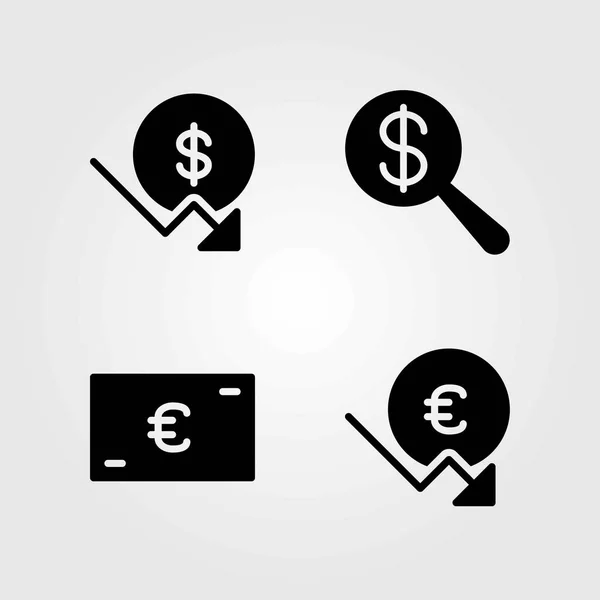 Teken vector icons set. euro en de dollar — Stockvector