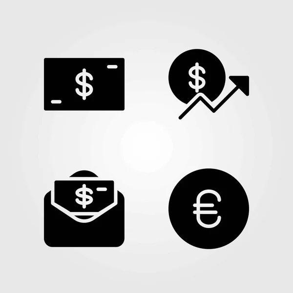 Bank vector icons set. coin, euro and money — Stock Vector