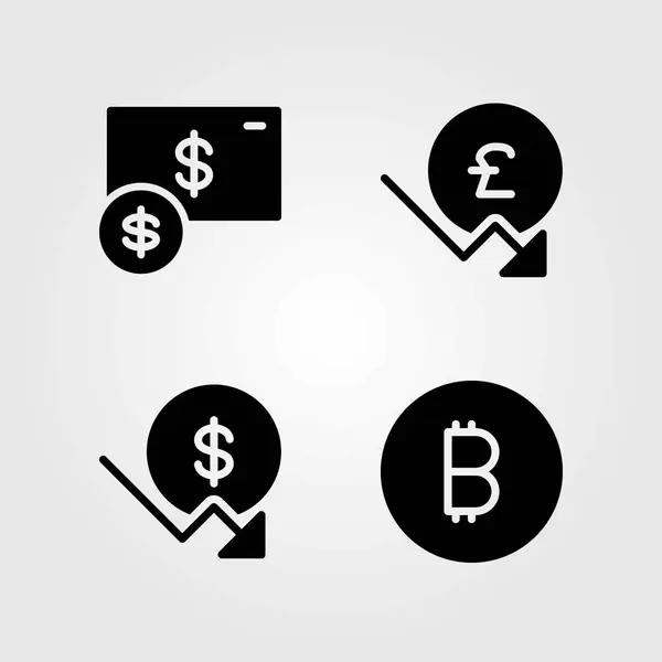 Wektor znak zestaw ikon. Funt szterling, Dolar i monety — Wektor stockowy