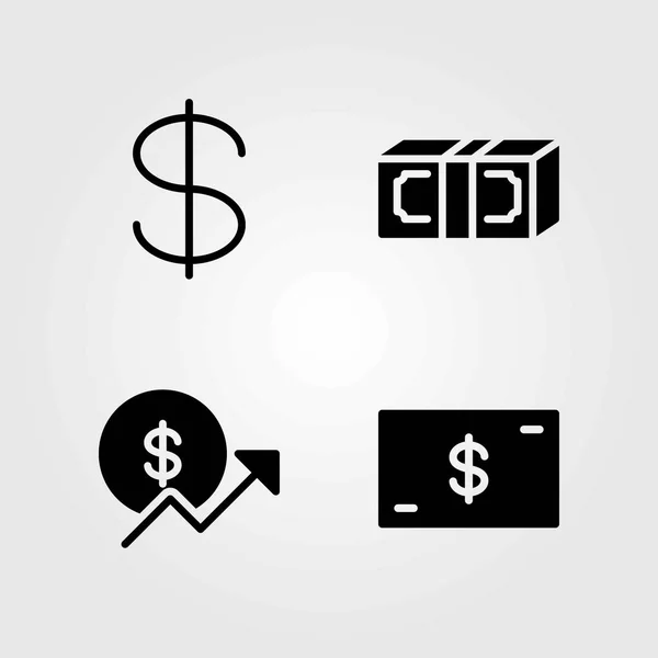 Sign vector icons set. coin, money and dollar — Stock Vector