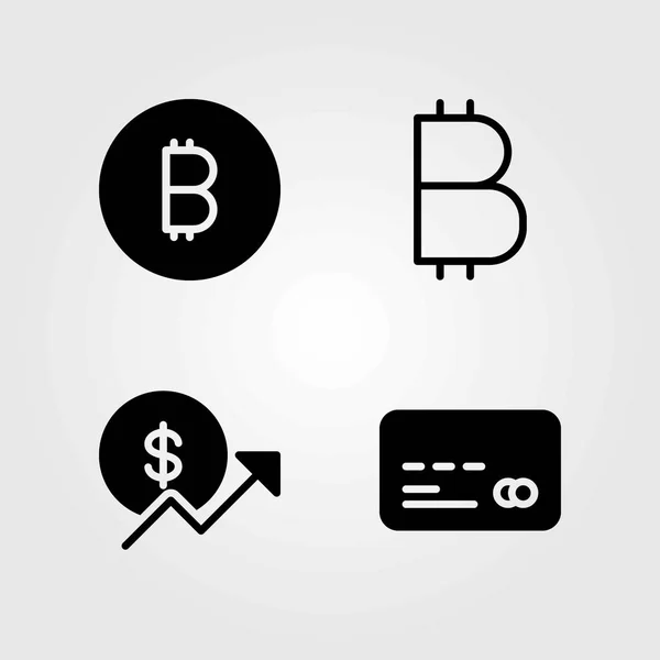 Banku wektor zestaw ikon. monety i karty kredytowej — Wektor stockowy