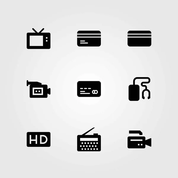 Conjunto de ícones vetoriais de tecnologia. rádio, tv e televisão —  Vetores de Stock